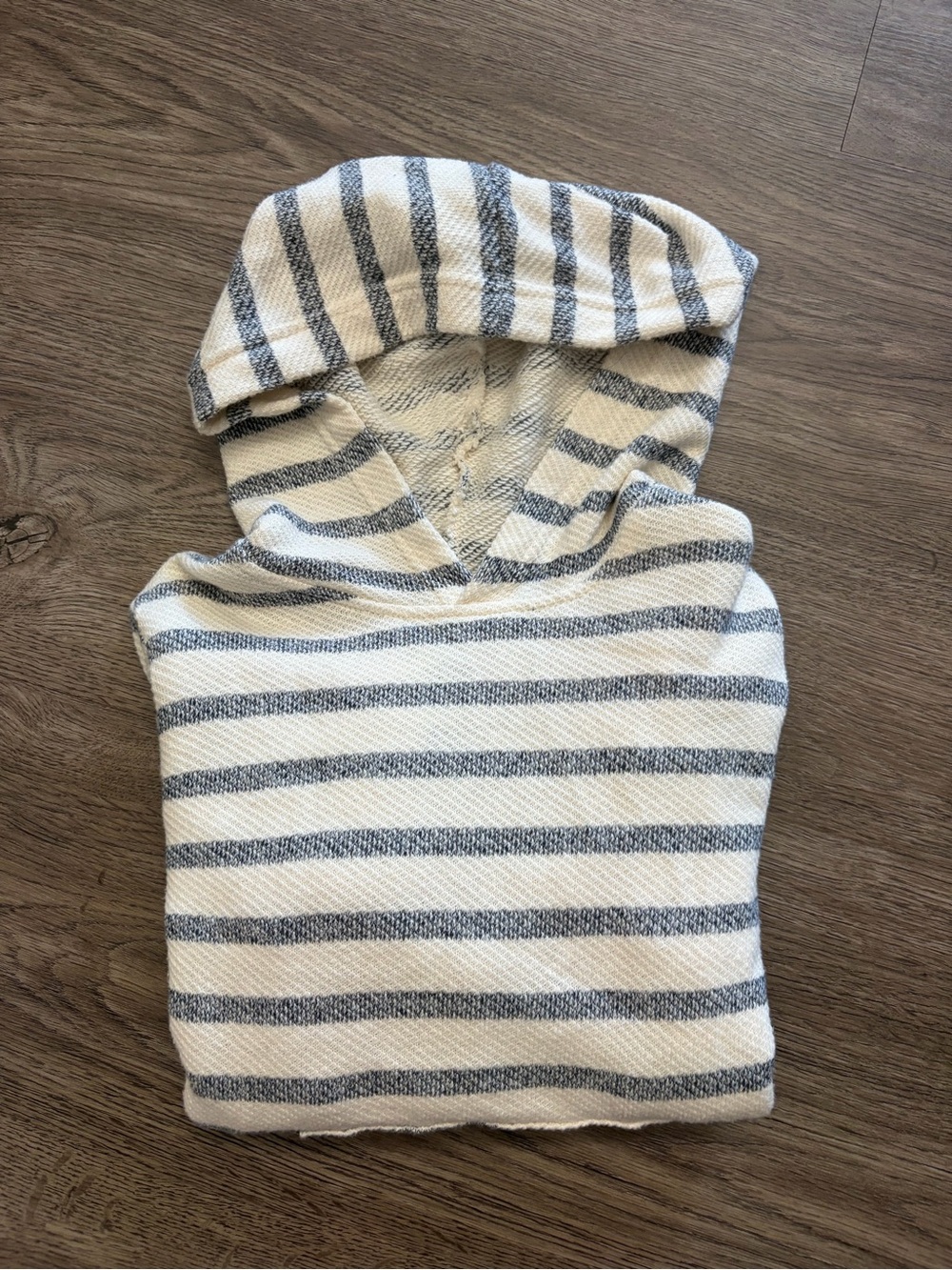 Youth Striped Hooded Terry Hoodie in Cream and Blue